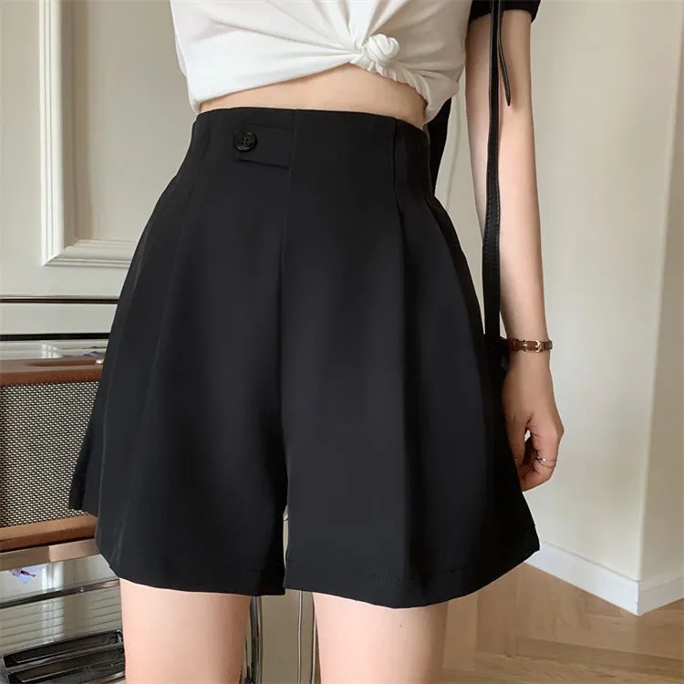 Pantalon large taille haute confortable pour femme, style été, nouvelle mode, short de costume décontracté coupe trapèze, en fibre de polyester