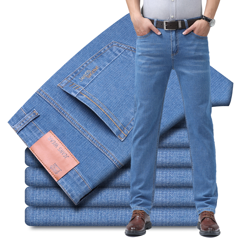 Jean en Denim pour hommes, mince, droit, Business, doux, mode, nouveau pantalon de haute qualité, livraison directe, pantalon de travail OL, nouvel arrivage
