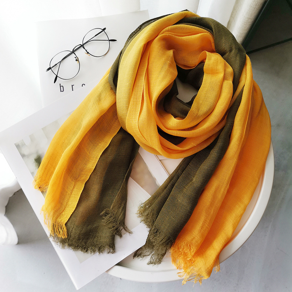 Foulard Long en coton pour femme, élégant, châle, Bandana, Hijab, couleur dégradée, 90x190cm, hiver
