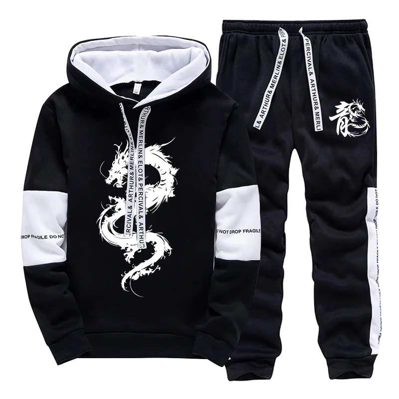 Automne hiver hommes survêtement imprimer sweats décontractés Streetwear Sports de plein air Jogging hommes vêtements une pièce à capuche pantalon
