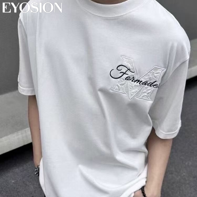 T-shirt d'été pour homme, nouveautés, manches courtes, coton de haute qualité, broderie 3D en relief, jacquard, minimaliste, chic, tee-shirt unisexe