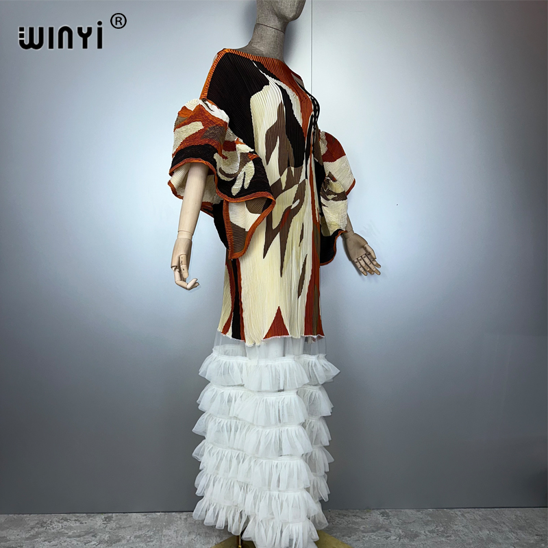 WINYI Robe ample plissée élastique, paréo de plage, kaftan, abaya, robe de soirée de luxe Dubaï, abaya pour femme musulmane