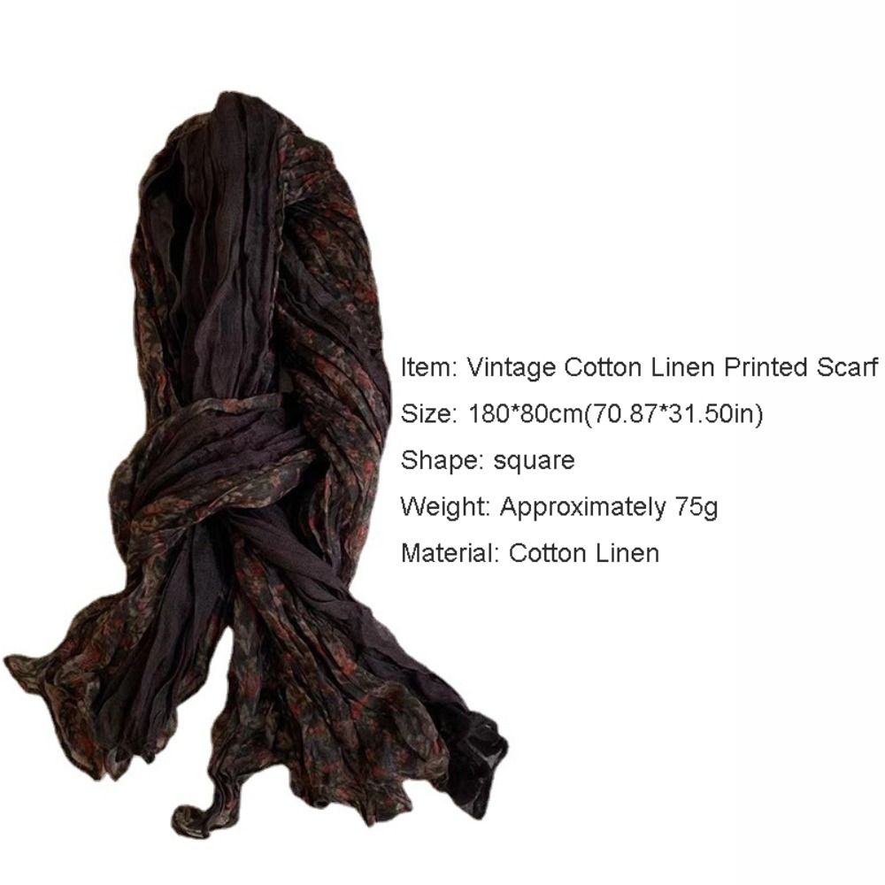 Écharpe en lin de coton imprimé plissé vintage, châle carré rond, garder au chaud, marque de créateur de luxe, mode automne et hiver
