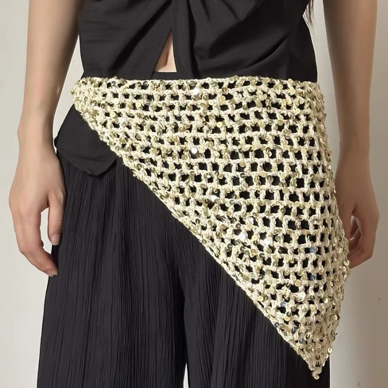 Écharpe en crochet Y2K pour femme, écharpe carrée en crochet style bohème, jupe cache-taille 2-en-1, accessoires pour cheveux de festival