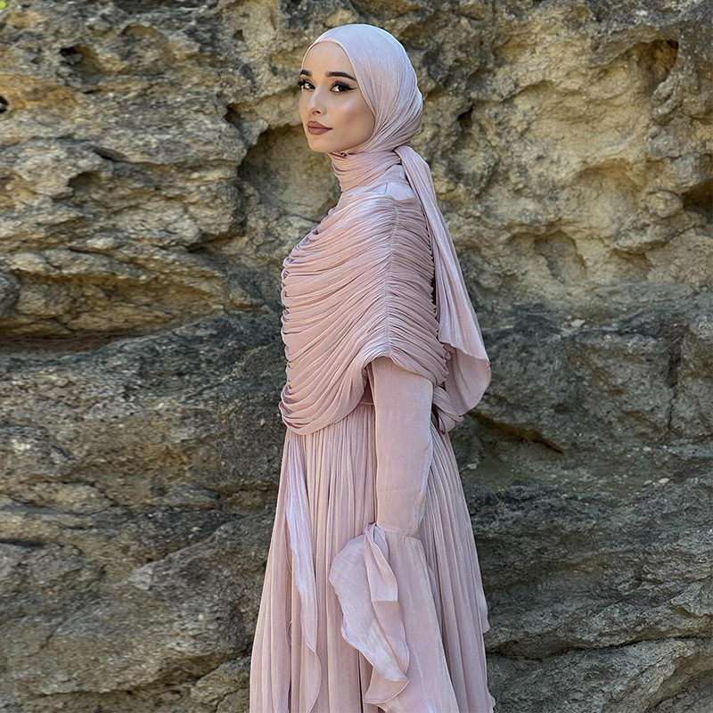 Robe Abaya Plissée pour Femme, Style Dubaï, Jalabiya Musulmane, Robes Longues de Fête Islamiques, Robe Longue Arabe, Maroc 2026