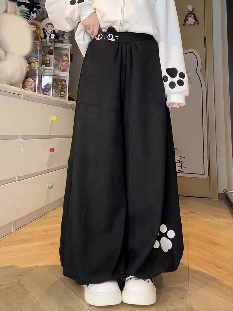 Pantalon Bloomers Mignon et Doux pour Femme, Taille Haute, Style Preppy, Kawaii, Décontracté, Ample, Chic, Imprimé Dessin Animé