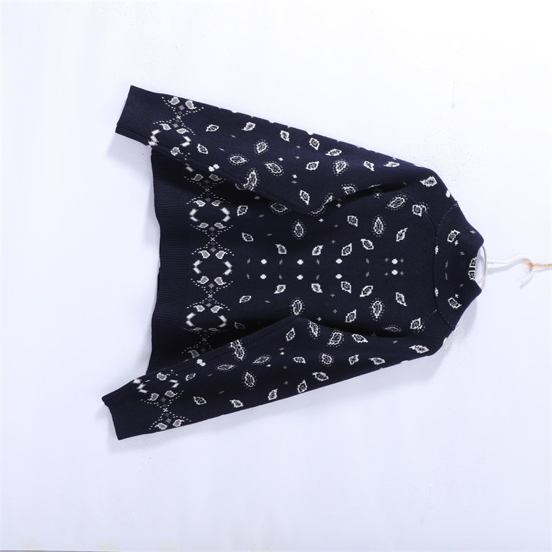 Veste en tricot imprimé pour femme, col haut, manches longues, coupe ample, cardigan décontracté, vêtement d'extérieur streetwear pour l'automne.