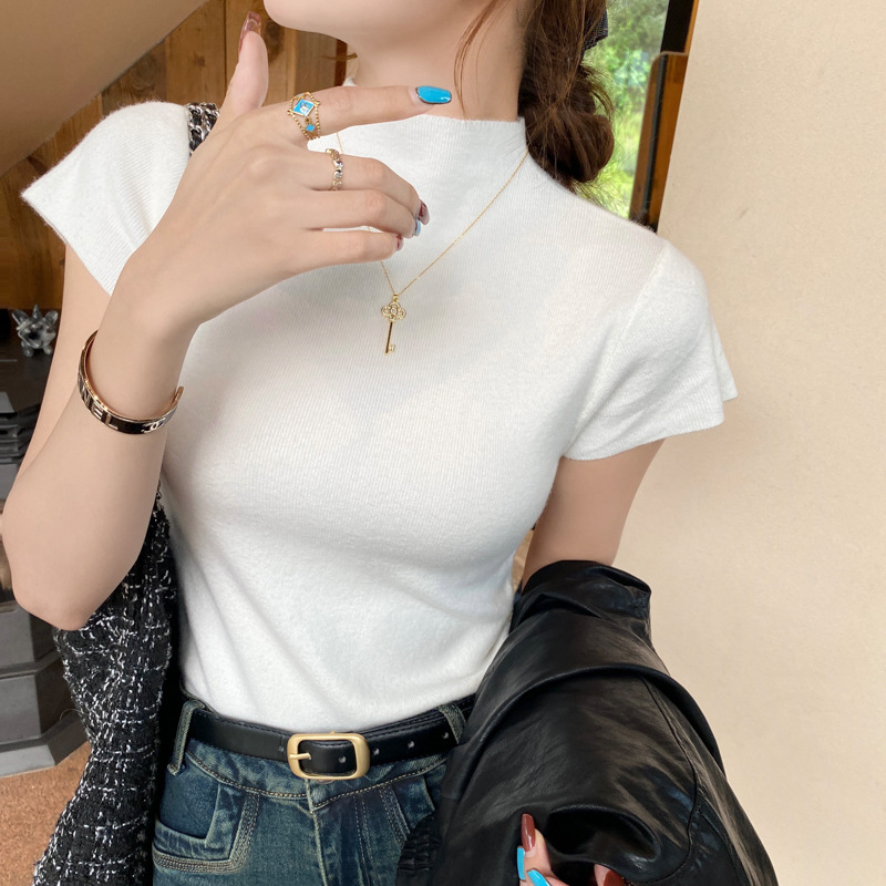 T-shirts élégants à col roulé pour femmes, collection Printemps-Été 2026, haut sexy transparent, coupe ajustée, pull décontracté, basiques streetwear féminins