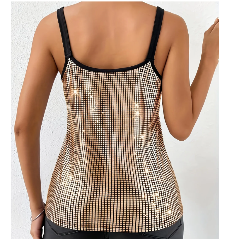 Camisole à chaîne à paillettes pour femmes, nouveau Style, col en V, débardeur à paillettes, mode, ample, Sexy, dos nu, gilet de fête, été