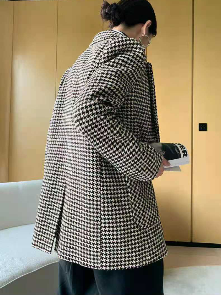 Blazer surdimensionné pour femme avec ceinture à carreaux, veste élégante pour femme, vêtements décontractés, mode coréenne, CombChic, automne, nouveau au bureau