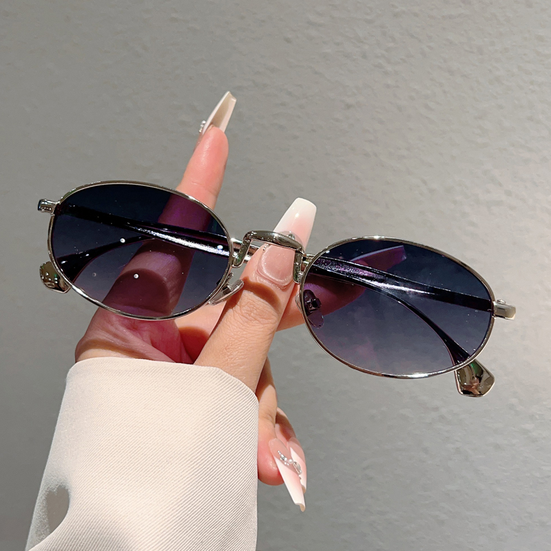 Lunettes de soleil ovales vintage pour hommes, nouvelles montures métalliques, lunettes de soleil d'extérieur pour femmes, design de marque de luxe tendance et à la mode
