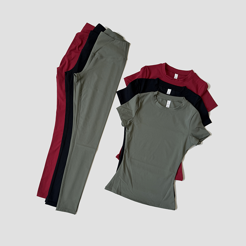 Ensemble de Leggings de gymnastique à séchage rapide, combinaison de Sport à manches courtes, respirant, extensible, Slim, haut actif, serré, ensemble de gymnastique