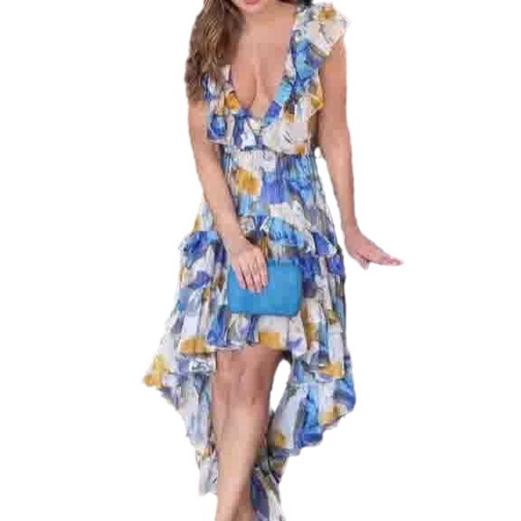 Femmes robe imprimée une ligne sans manches robes à bretelles col en V taille haute robe de soirée bal plissé décontracté pli robes bohème