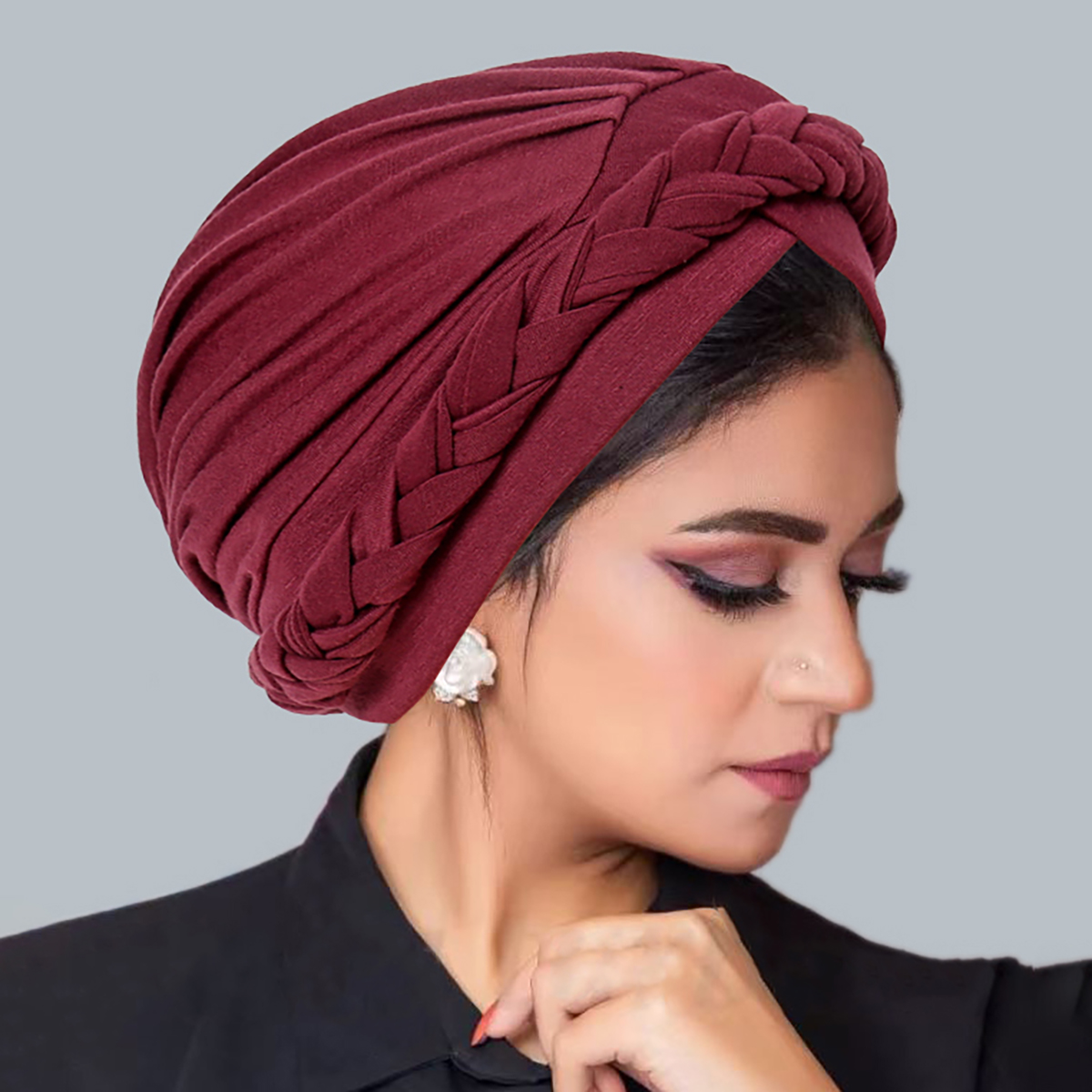 Casquettes Hijab musulmanes tressées de couleur unie, tête croisée pour femmes, tête enveloppante, élastique doux, mode, Turban indien