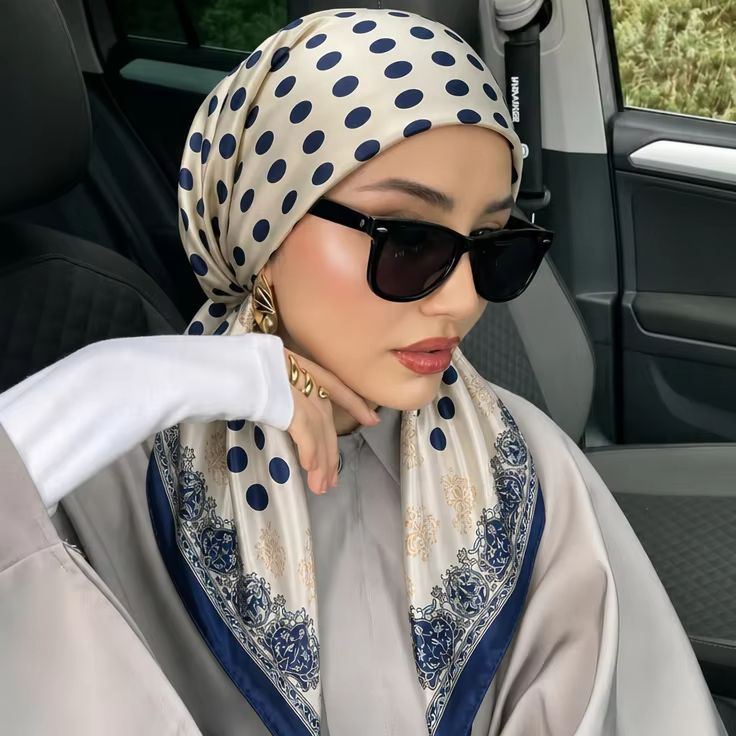 Foulard hijab en soie satinée imprimée, foulard de mode élastique pour femmes, turban musulman, couvre-chefs de Ramadan, couvre-chefs pour le tourisme en plein air