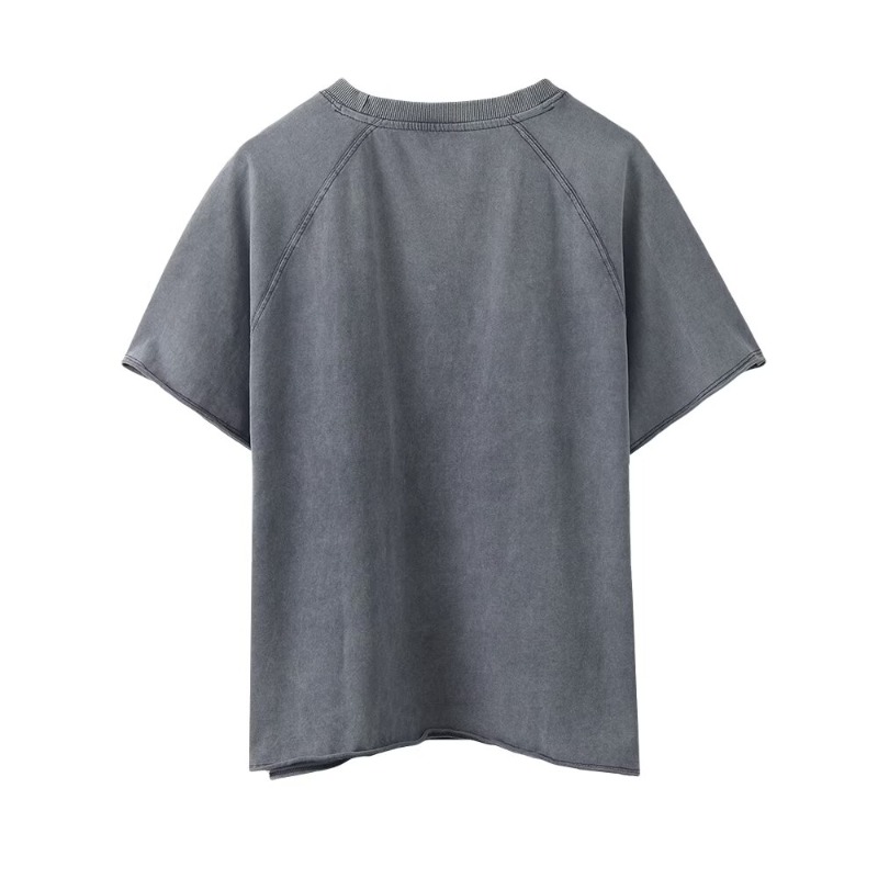 Tenues de Festival pour femmes, costume délavé et en détresse, ensembles en coton pour dames, nouvel ensemble deux pièces à manches courtes, taille confortable Y2k