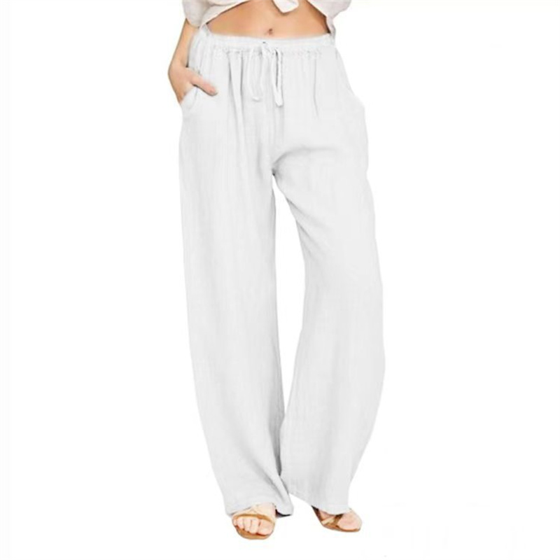Pantalon large en coton et lin pour femme, jogging à taille élastique, vêtements féminins, mode Harajuku fjGirl