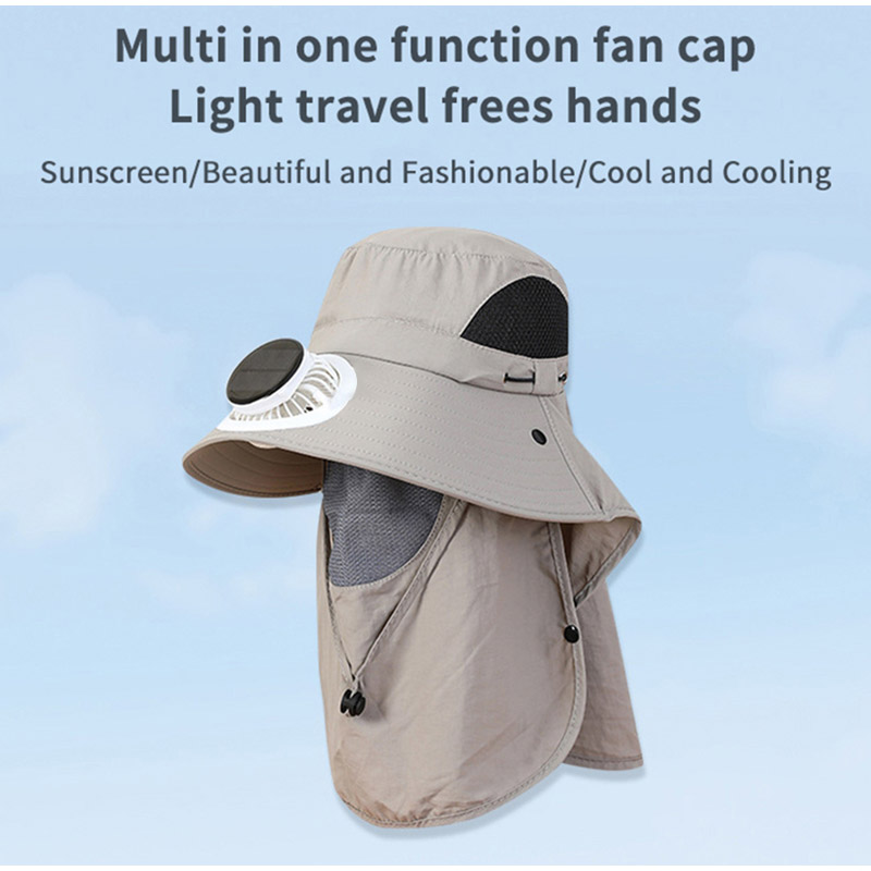 Chapeau de pêche solaire à large bord avec panneau solaire et protection UV pour homme, respirant, idéal pour l'été et les activités de plein air