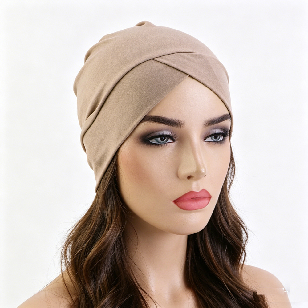 Bonnet intérieur uni en tissu modal extensible croisé pour femme musulmane, usage quotidien, turban islamique arabe, couvre-chef doux et confortable