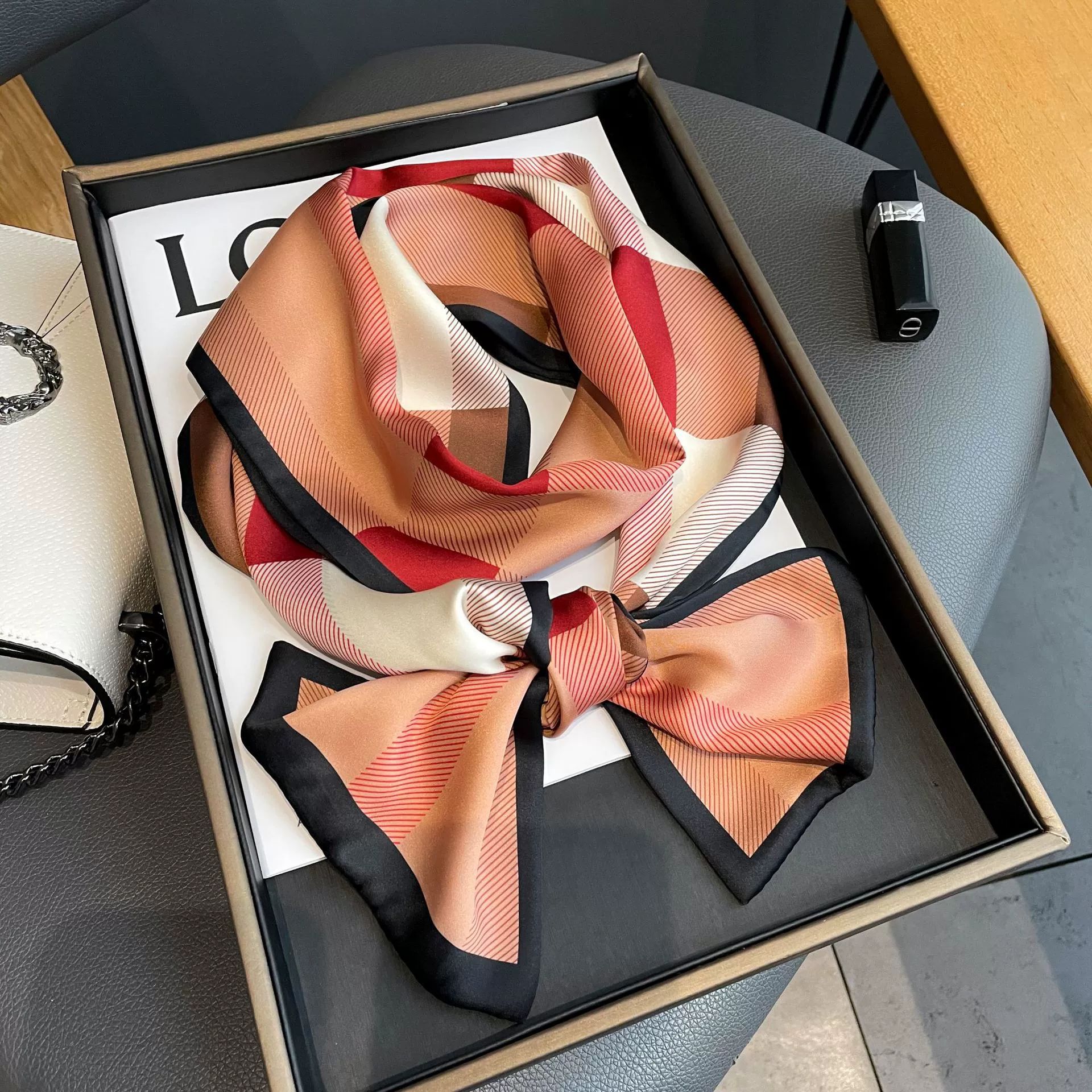 Foulard Design de luxe pour femmes, bandeau en Satin doux, Foulard pour cheveux, cravate de cou, foulards slim pour dames