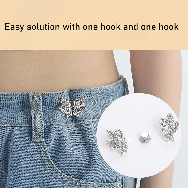 Boucle de taille de serrage réglable pour jeans, aucun couture requise, ajusteur de bouton papillon pour pantalons et jupes, fournitures de vêtements