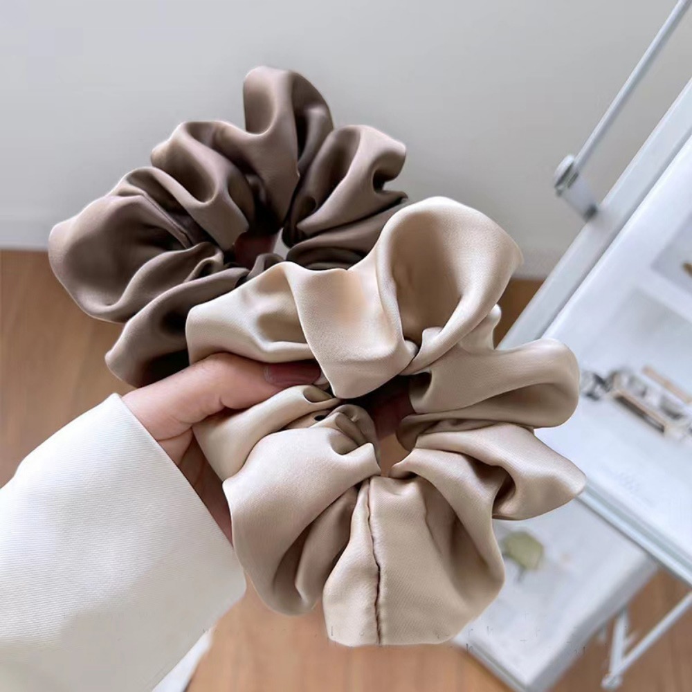 Chouchous de luxe en Satin, 3 pièces, soie douce neutre, parfaits pour les Styles quotidiens élégants, Look minimaliste, accessoires chics