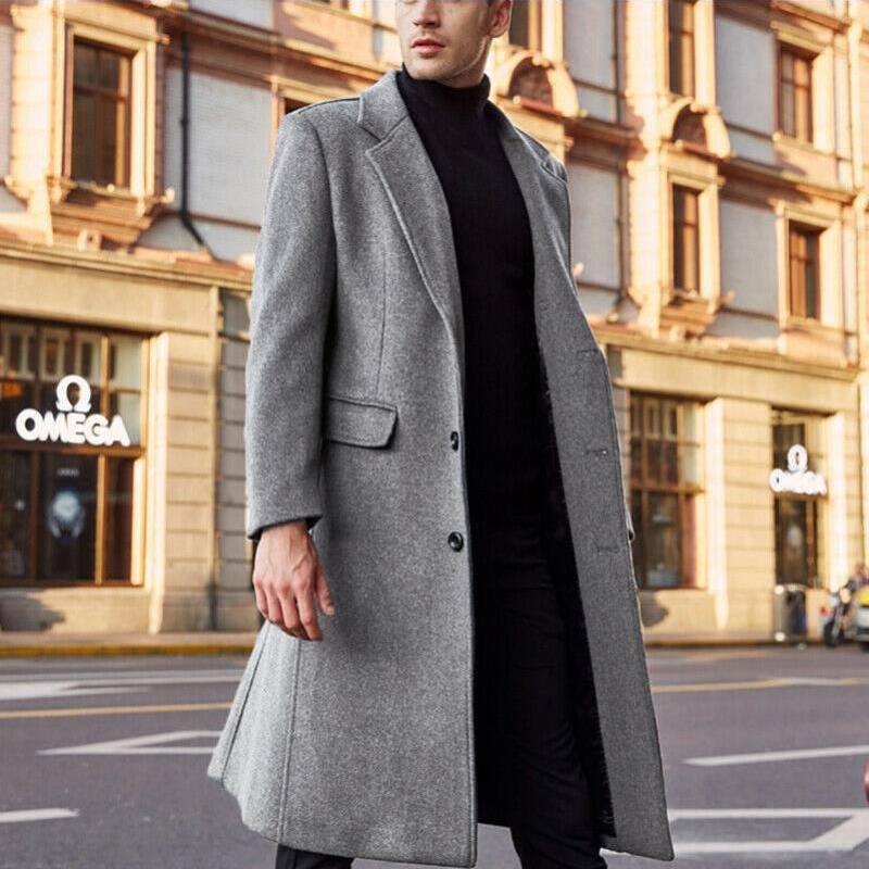 Automne hiver hommes laine manteau solide à manches longues vestes en laine polaire hommes pardessus Streetwear mode longue Trench manteau vêtements d'extérieur