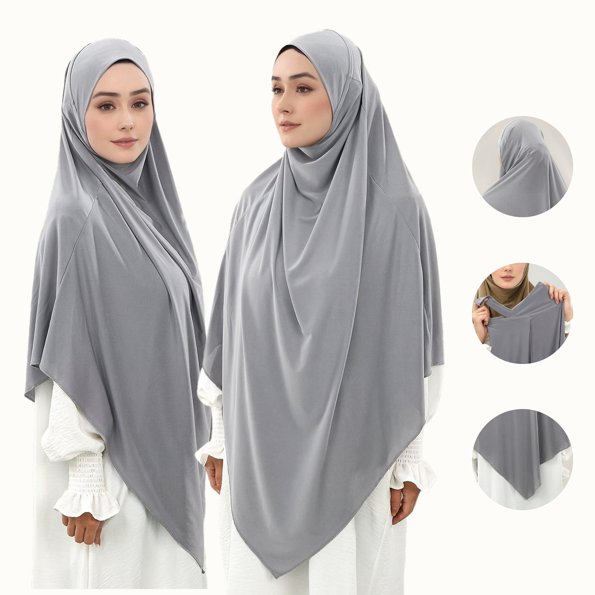 Grand Hijab instantané ethnique musulman solide pour femmes, Jersey extensible, islamique malaisien, prêt à porter, Turban Khimar