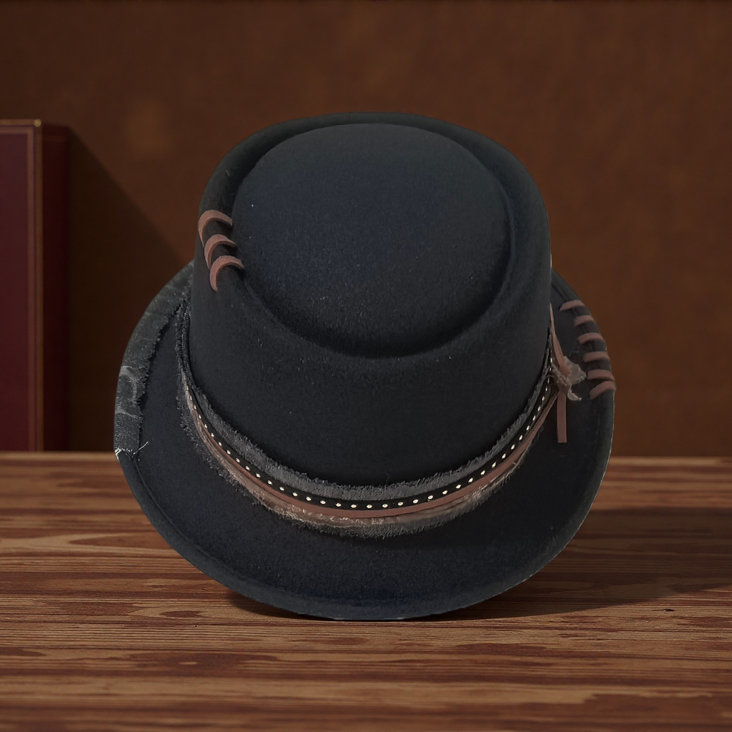 Chapeau Pork Pie noir pour hommes et femmes, chapeau Fedora fait main, chapeau Trilby, chapeau Fascinator, chapeau Pop, chapeau d'église, taille réglable