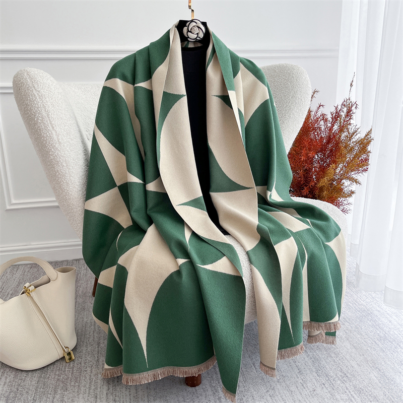 Automne hiver écharpe pour femmes Jacquard Pashmina châle enveloppes couverture en cachemire chaud épais étoles dame Bufanda Poncho foulards