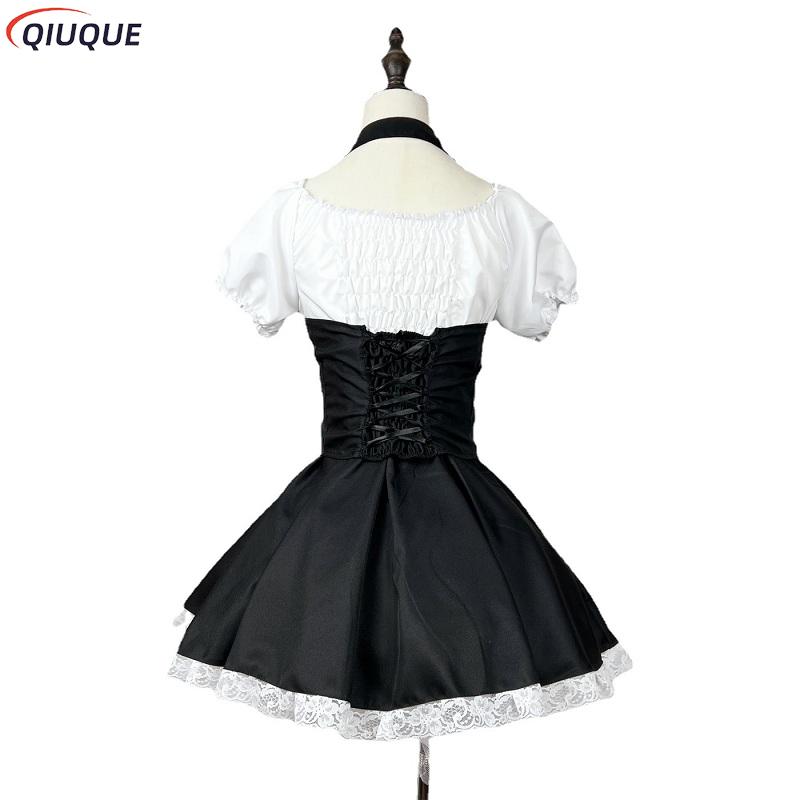 Robe Lolita pour femmes, tenue de demoiselle d'honneur mignonne Kawaii, tunique noire et blanche, uniforme, Costume Cosplay S-5XL