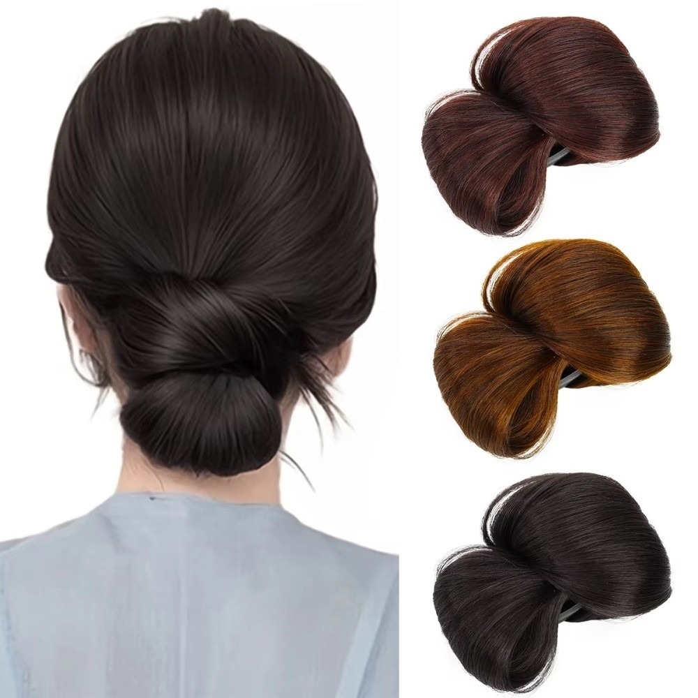 Chignon synthétique élégant à clipser, aspect naturel, texture volumineuse, extension de cheveux pour chignon bas.