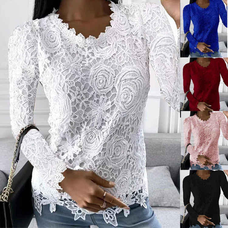 Dentelle t-shirt femmes élégant t-shirt décontracté femme vêtements été hauts à la mode t-shirt Vintage vêtements Streetwear solide T-Shirts Blusas