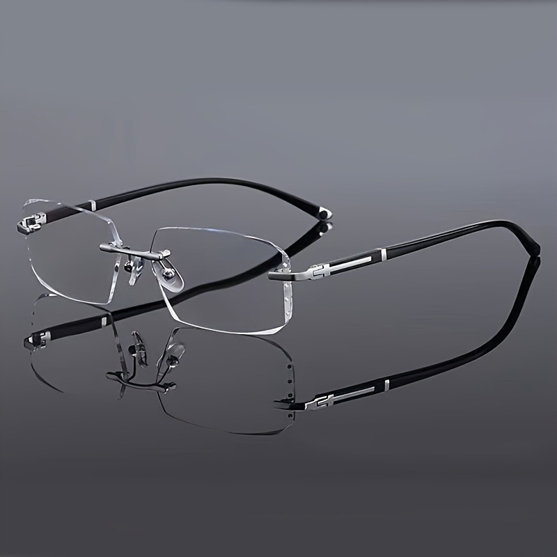 Lunettes plates sans monture à la mode pour hommes avec verres transparents, un excellent cadeau et adaptées à toutes les saisons.