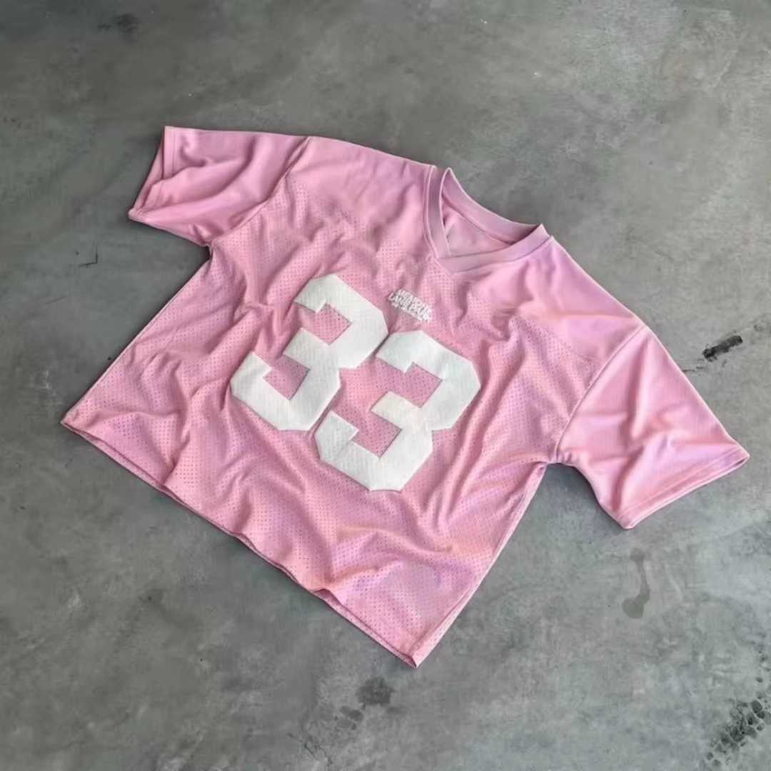 T-shirt rétro en maille respirante pour hommes et femmes, vêtements de sport de rue, d'université, surdimensionné, unisexe, Football, séchage rapide, Y2k
