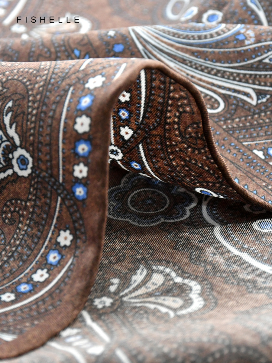 Marron Paisley 100% foulard en soie naturelle sergé femmes châle enveloppement hommes foulard cravate poche carré cadeaux d'affaires mouchoir 50 cm