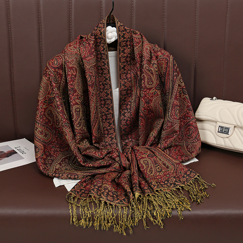 [T792] mode de luxe bohème Paisley concepteur épais Style ethnique Jacquard écharpe femmes musulman Hijab gland châle enveloppement Pashmina