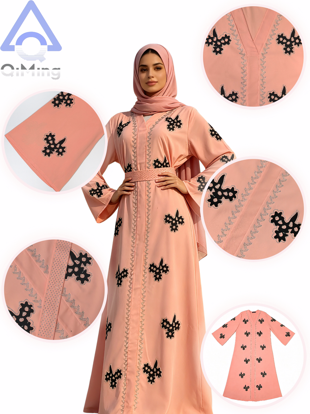 Robe africaine islamique pour femme, pour soirée, rose, blanc, violet, noir, abaya musulmane de luxe de Dubaï avec hijab, tuniques pour femme arabe