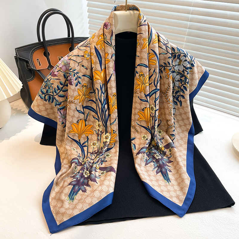 Nouveau foulard en satin sergé 90 cm, châle polyvalent pour femme printemps-été, protection solaire, écharpe de cou, foulard de tête, accessoire de mode