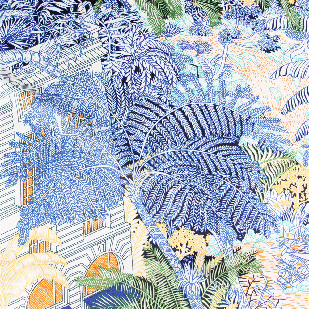 130CM foulard en soie femmes grands châles forêt plante impression étoles carré Bandana luxe Foulard Hijab écharpe femme Foulards Sjaal