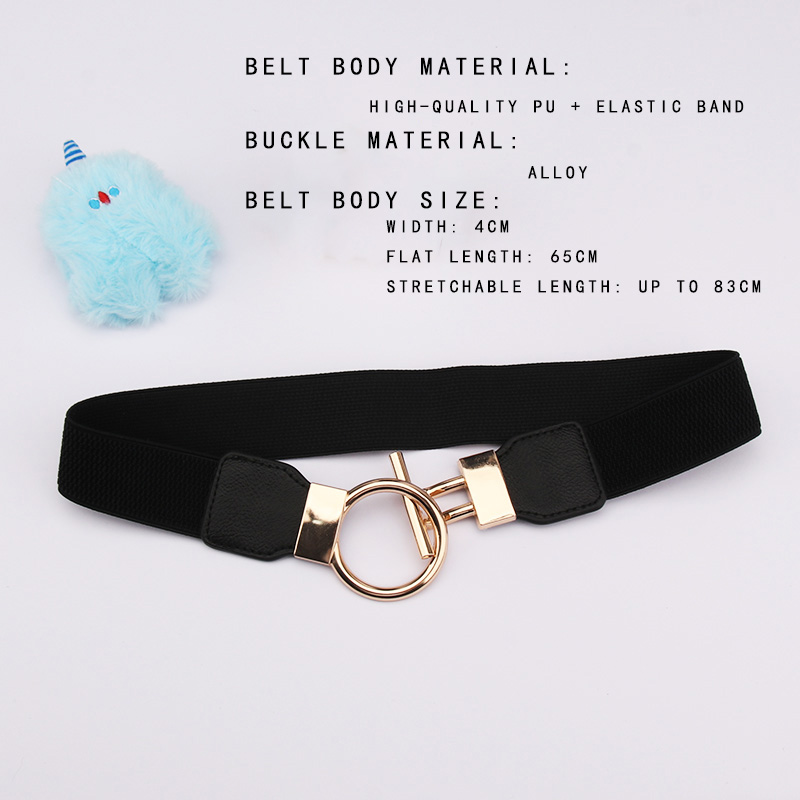 Ceinture à boucle ronde pour femmes, ceinture élastique Simple de 4cm de large, cintré à la taille de tempérament décoratif