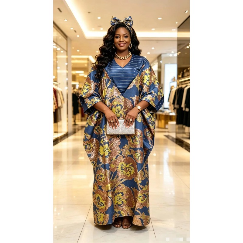 Tenue africaine pour femmes, abaya brodée, grande taille, robe élégante pour fêtes et églises