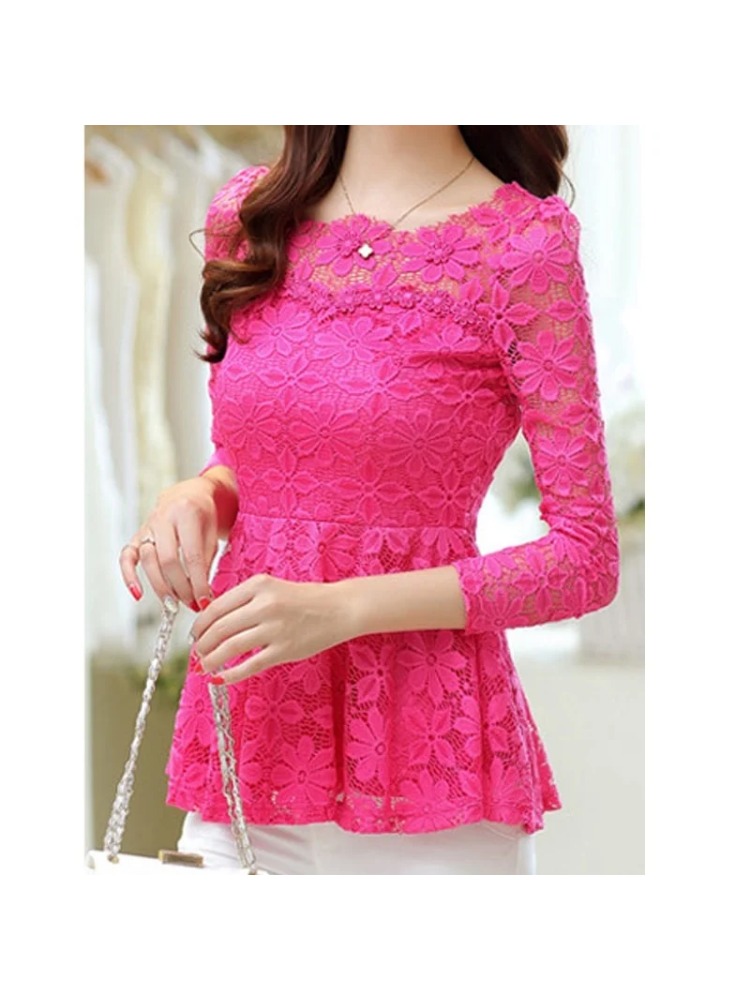 Femmes blusas blusa longa camisa feminina vintage à manches longues dentelle blouse plissado topo chemise femme grande taille S-5XL