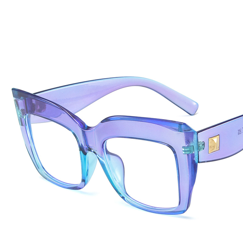 Lunettes surdimensionnées pour femmes, carrées transparentes, à la mode, verres transparents bleus, optique, Anti-lumière bleue