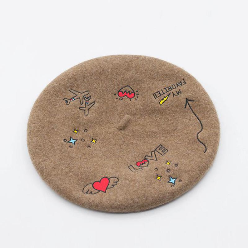 COKK – béret en laine brodé pour femme, chapeau de peintre, Vintage anglais, collection automne et hiver