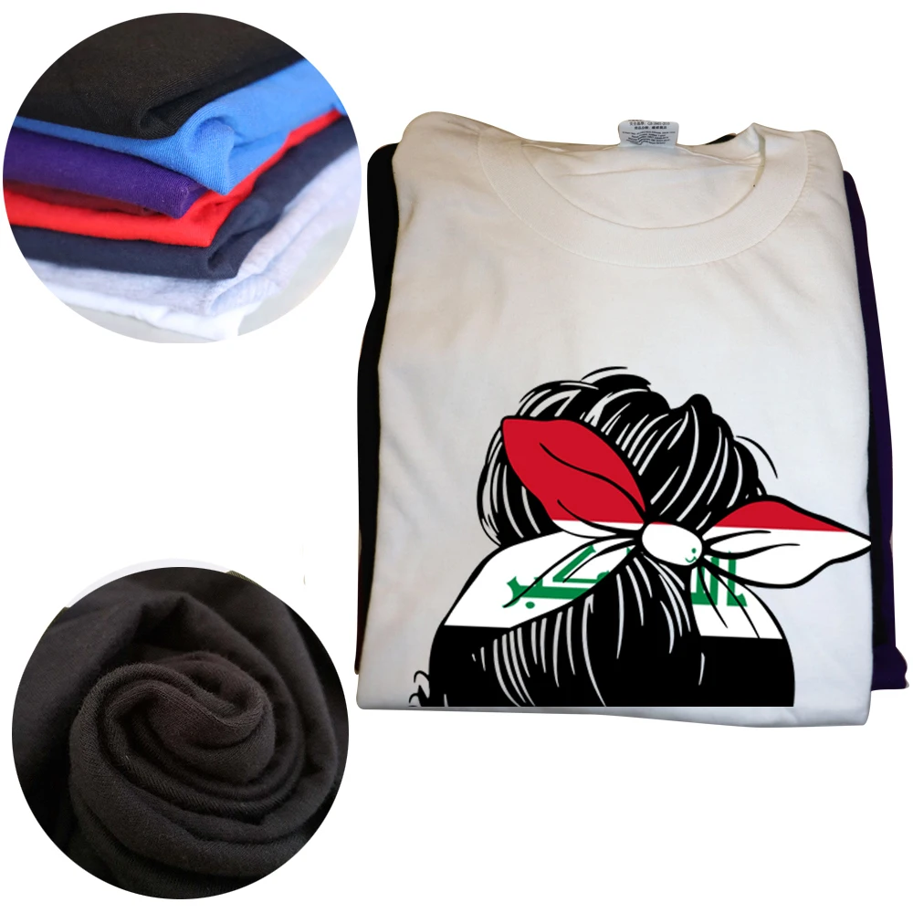 T-shirt manches courtes col rond femme, humoristique, iraquien, à la mode, décontracté, basique