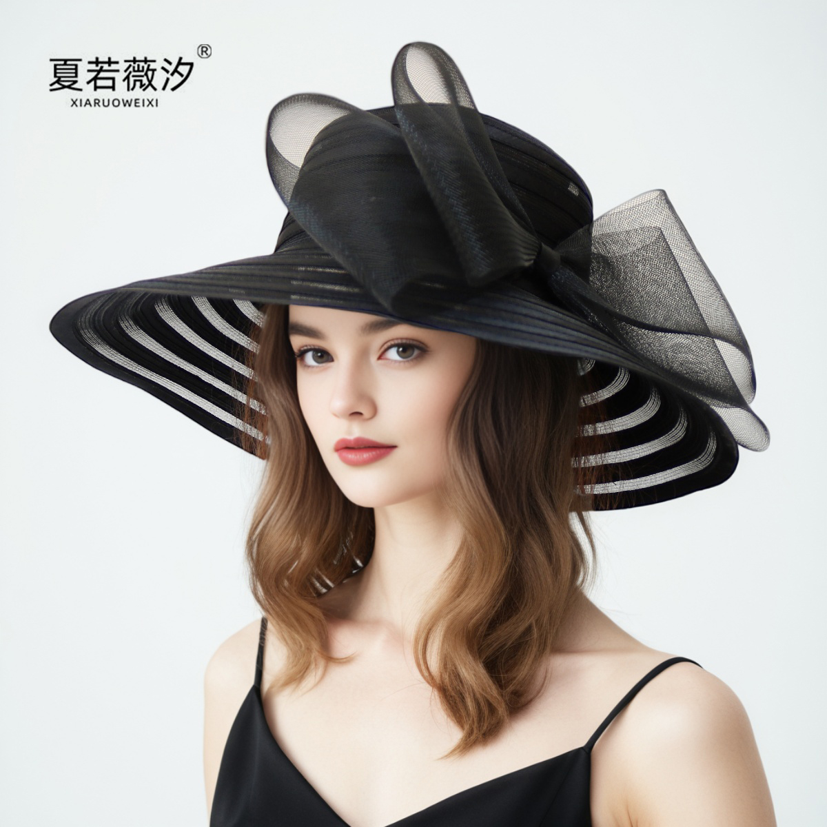 Chapeau en maille Organza pour femmes, 1 pièce, à volants, à large bord, chapeau de soleil de mariée d'été, français, Europe et amérique, casquette de fête exquise, casquette de plage