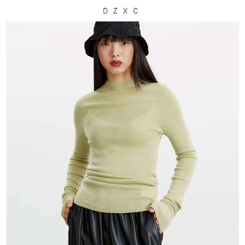 Article polyvalent ~ Pull en laine 100 %, pull ajusté, pull à col haut pour femme, nouvelle collection automne-hiver