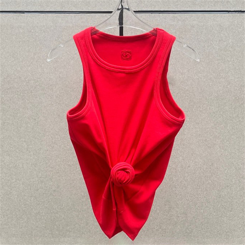 Gilet femme nouveau élastique tricoté coupe ajustée haut sans manches pour l'été 2025 pur coton T-shirt col rond débardeur haut court corset
