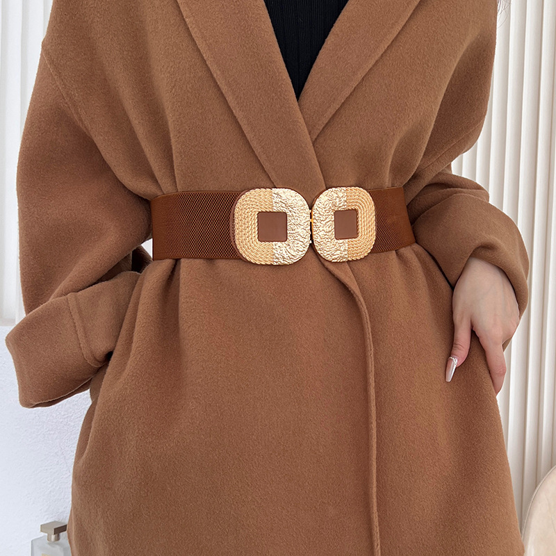 Ceinture large décorative pour femme, avec boucle métallique, pour manteau et robe, ceinture amincissante, corset, cummerbund